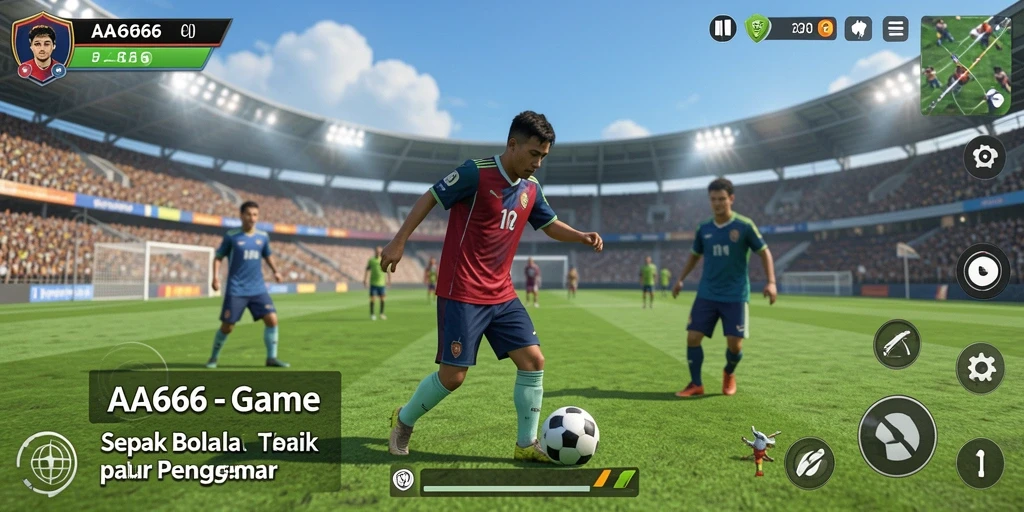 Gambaran gameplay sepak bola yang mendebarkan dan realistis.