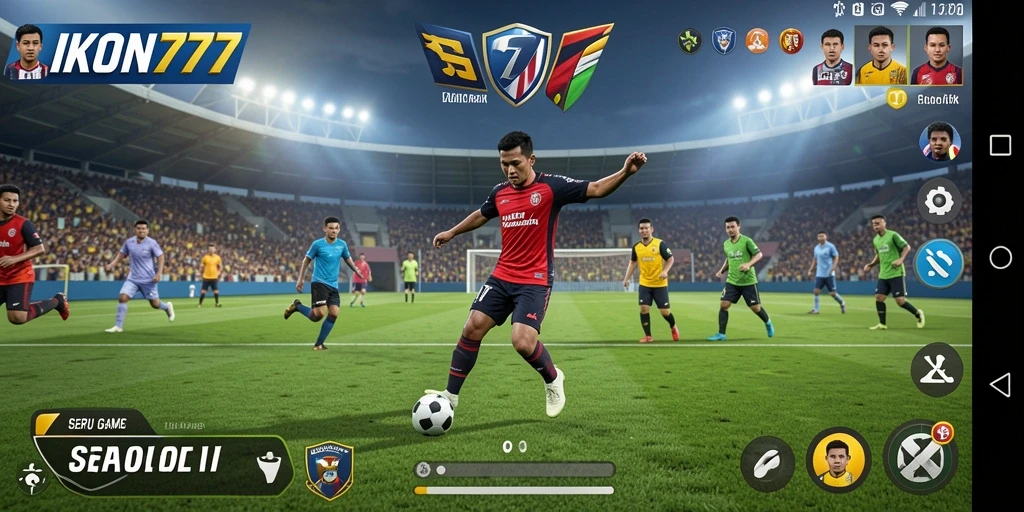 Tampilan gameplay seru dengan teknik sepak bola yang mendebarkan.