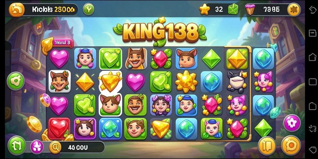Tampilan gameplay MATCH-3 yang seru dan menantang di KING138.