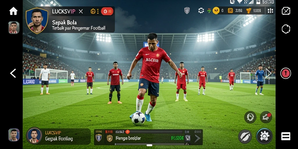 Tampilan seru gameplay LUCKSVIP saat pertandingan sepak bola berlangsung.