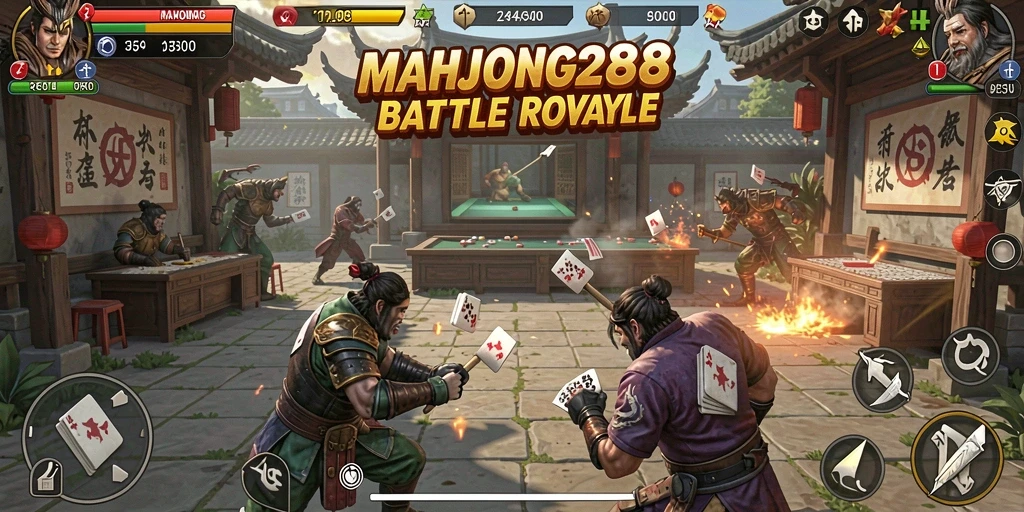 Gameplay menegangkan MAHJONG288 dengan aksi pertarungan Battle Royale.