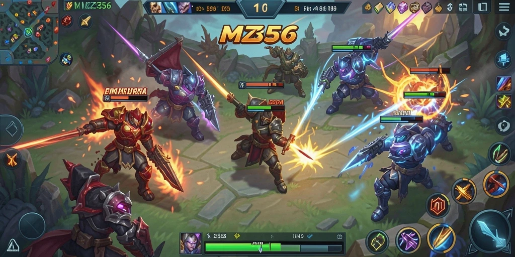 Tangkapan layar gameplay seru di MZ356 yang menunjukkan aksi pertempuran.