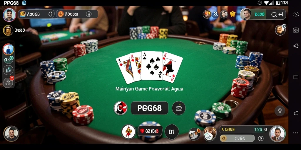 Screenshot gameplay menampilkan aksi seru permainan Poker di PGG68.