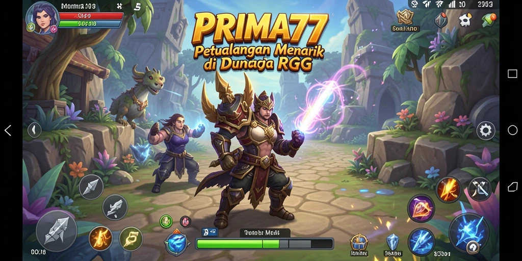 Tangkapan layar gameplay PRIMA77 dengan aksi pertempuran seru di dunia RPG.