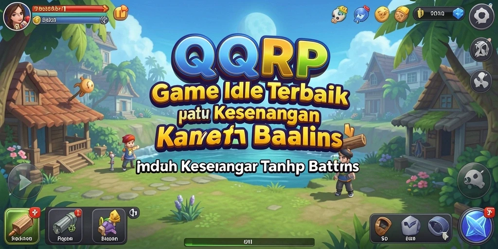 Tangkapan layar gameplay QQRP menampilkan karakter sedang mengumpulkan sumber daya secara otomatis.