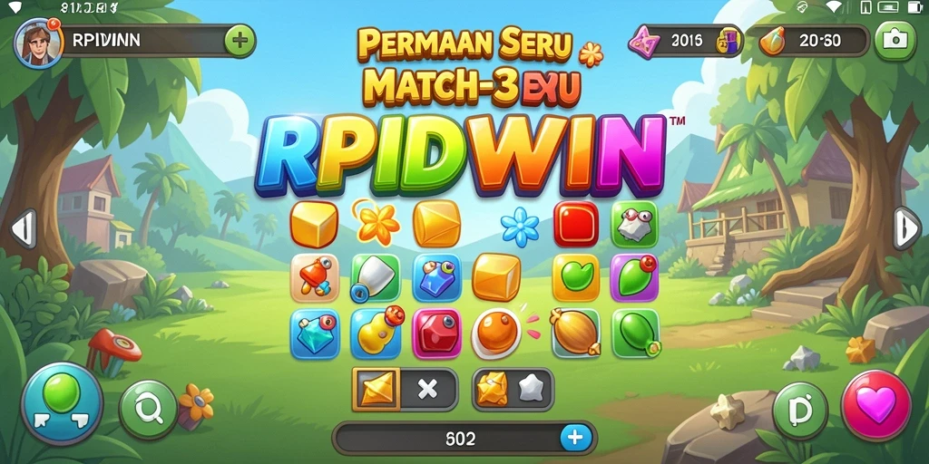 Tampilan gameplay RPIDWIN yang seru dan adiktif dalam genre Match-3.