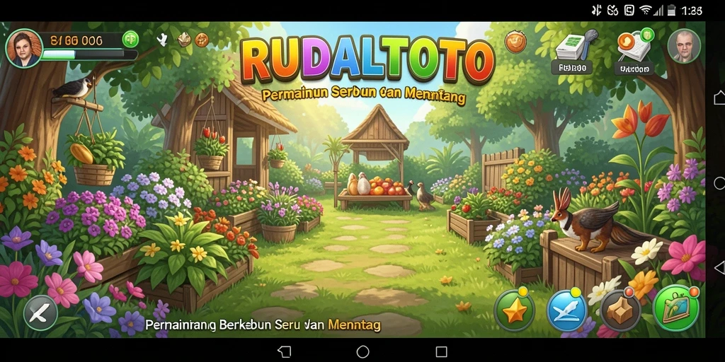 Screenshot utama RUDALTOTO menampilkan aktivitas berkebun yang menyenangkan.
