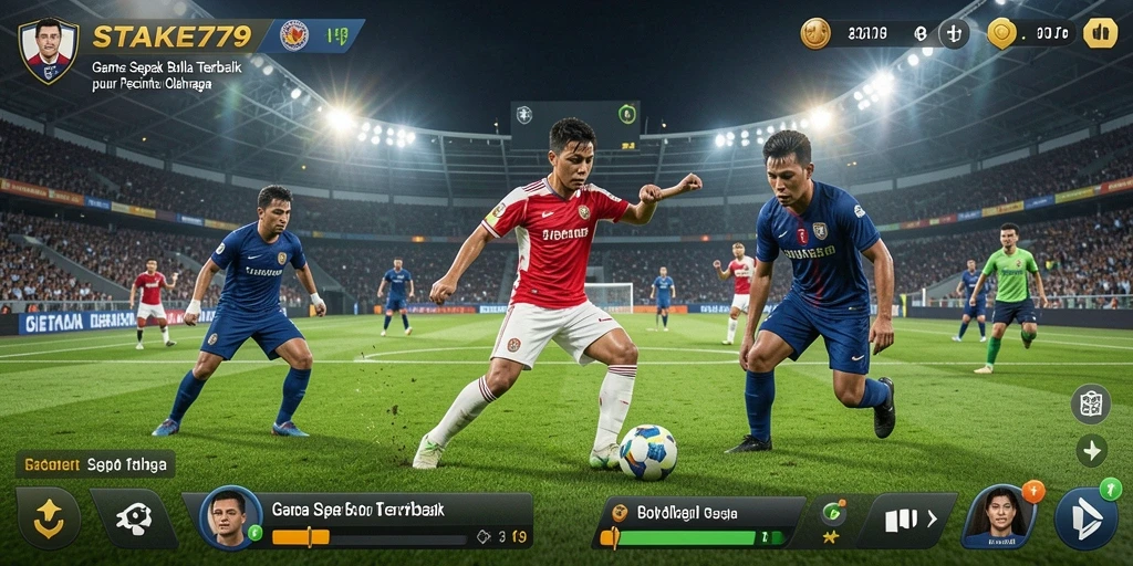 Tampilan gameplay STAKE779 dengan aksi sepak bola yang mendebarkan.
