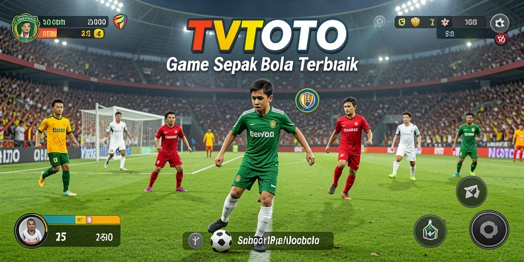 Tangkapan layar TVTOTO menampilkan aksi seru dalam permainan sepak bola.